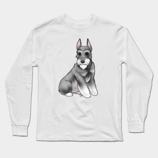 Dog - Miniature Schnauzer - Salt and Pepper Cropped Long Sleeve T-Shirt